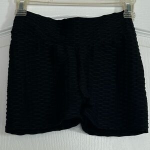 Black Textured Women's Shorts